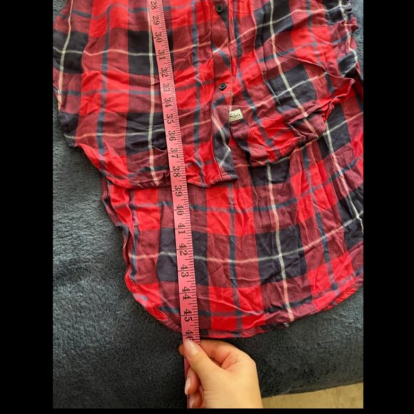 NWT NEW Rails Red Button Up Plaid Long Sleeveless Shirt Dress w/ slits LARGE - Picture 10 of 10